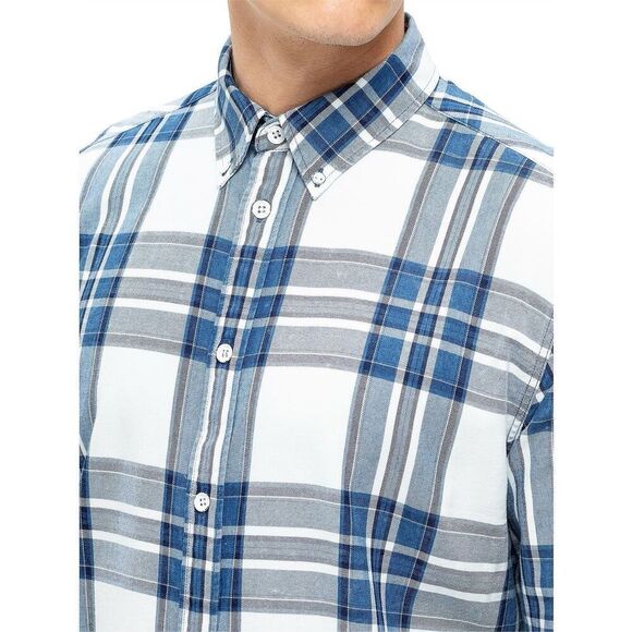 Rag & Bone Shirt Size XXL Fit 2 Plaid Tomlin Blue Indigo Plaid $225.00 - Picture 8 of 10